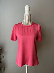 Kobi Halperin Womens Short Sleeve Scoop Neck Silk Boxy Shirt Pink Size XS - Picture 1 of 2