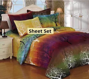 Set biancheria da letto 3 pz stampa arcobaleno king size: 1 lenzuolo aderente e 2 federe (B1961) - Foto 1 di 2