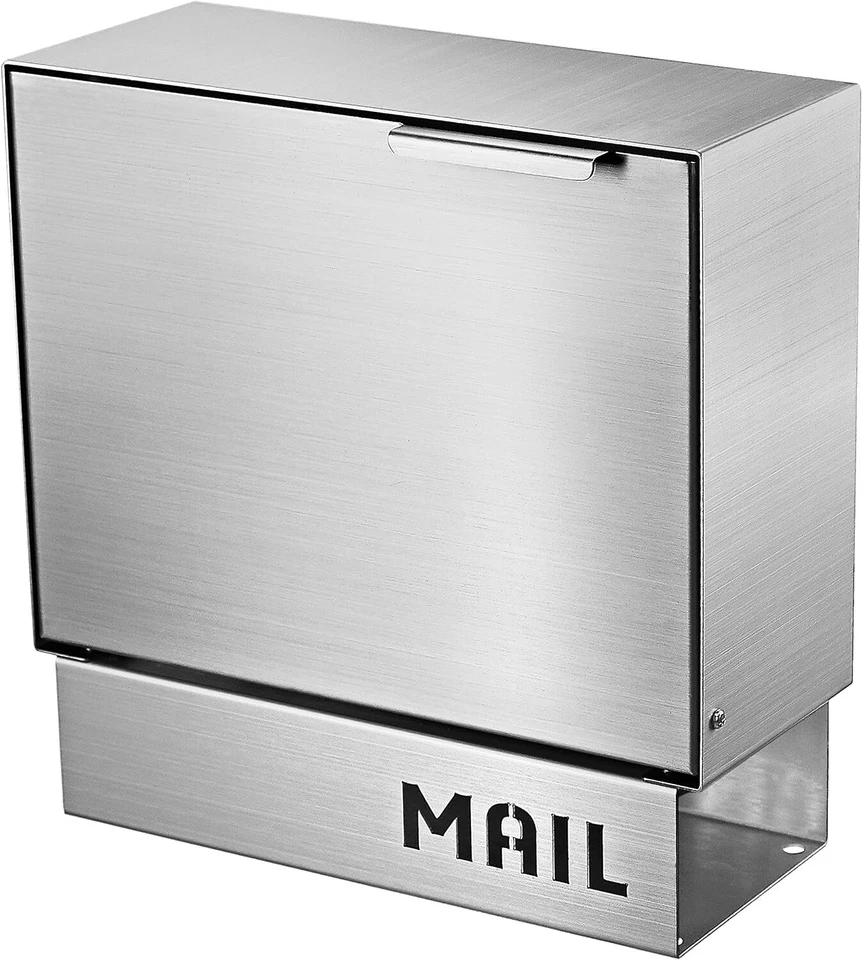 Mailbox Slot Drop Box Wall Mount Secure Locking Cabinet Heavy Duty Steel Black - Image 1 of 4