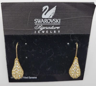 Pendientes perforados en lágrima con estrás de cristal de Swarovski vintage Foto 1 de 4