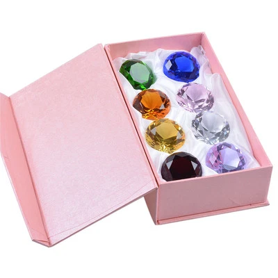 LONGWIN Set 8pcs Colorful Crystal Paperweight Diamond Shaped 50mm Wedding Gift