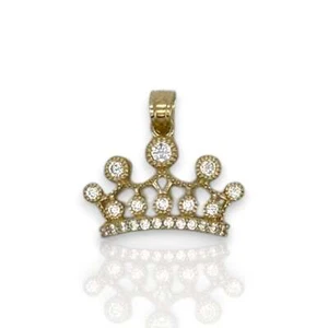 Crown Cz Pendant - 10K Yellow Gold - Picture 1 of 2