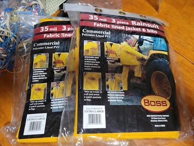 (LT1) 2 JUEGOS, XL BOSS TRAJE DE LLUVIA TELA PVC FORRADO CHAQUETA BABEROS COMERCIAL 3PR0300YX Foto 1 de 4