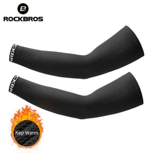 ROCKBROS Sports Arm Warmers Breathable Soft Elasticity Windproof Fleece Sleeves - Picture 1 of 5