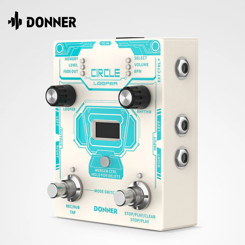 Donner Circle Looper Guitar Effect Pedal 160 Mins 40 Slots Record Drum Machine