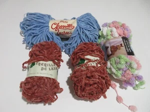 NEU Konvolut Garn CHENILLE blau mauve pastell Acryl Lily de Luxe Hasenschwänze - Bild 1 von 11