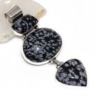 Snowflake Obsidian 925 Silver Plated Gemstone Pendant 2.5" Fast-Selling Gift JW