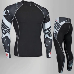 Completo Uomo Fitness Palestra Sport Tuta Allenamento Moto Set Corsa  - Foto 1 di 32