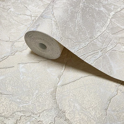 Ivory gold brass gold metallic faux marble cracked plaster textured Wallpaper 3D - Image 1 of 4