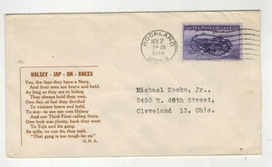 WW2 Patriotic 1944 ROCKLAND MAINE ADMIRAL HALSEY JAPS ON KNEES BY ABEL - Picture 1 of 1