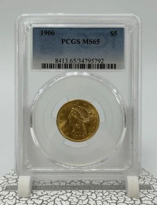 1906 $5 Five Dollar Gold Coin PCGS MS65 - Image 1 of 4