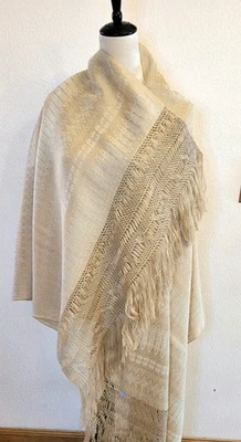 Traditional Mexican Rebozo | Handcrafted Shawl with Fringe |Geometric | Wrap - Image 1 of 4