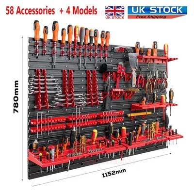 CP-AUTO WALL MOUNTED TOOL PEG BOARD SET GARAGE STORAGE BINS WORKSHOP RACK SHED ORGANISER