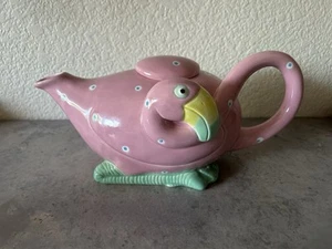 Vintage 1985 Fitz & Floyd Whimsical Pink Flamingo Figural Flora Teapot - Picture 1 of 9