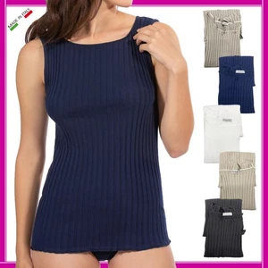 Canotta intima donna spalla larga cotone canottiera a costina maglia sottogiacca - Foto 1 di 10