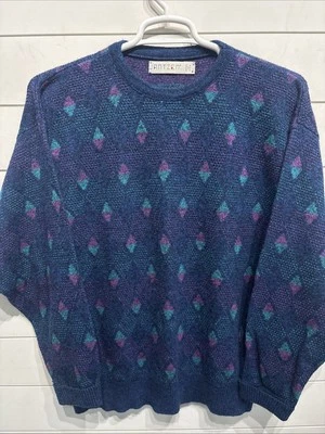 Vintage Jantzen Sweater Mens Large Geometric Abstract Knit Grandpacore 90s USA - Image 1 of 3