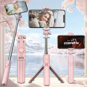 Universal 2 in1 Extendable Bluetooth Wireless Remote Selfie Stick Phone Tripod - Picture 1 of 13