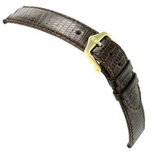 19mm Hirsch Brown Genuine Lizard Lightly Padded Stitched Mens Watch Band - Picture 1 of 3