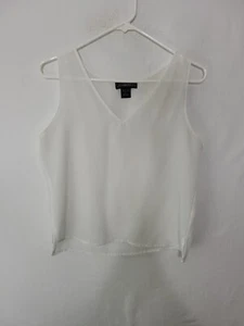 Elementz White Semi Sheer Sleeveless V Neck Tank Blouse Women's Size Small - Picture 1 of 8