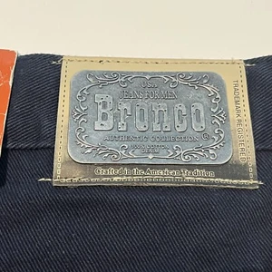 Vintage 1970s Bronco Jeans Men’s Navy Jeans Metal Tag New 40W 30L - Picture 1 of 21