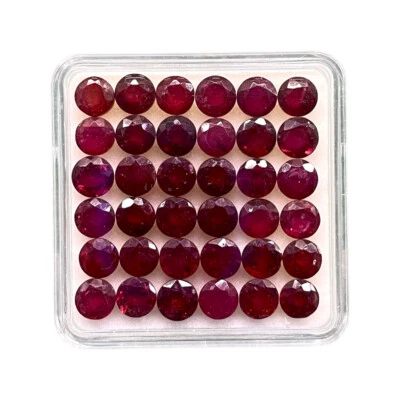 10 Pcs Natural Ruby 5mm Round Cut Rich Red Loose Gemstones Wholesale Lot - Image 1 of 4