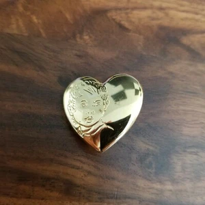The Variety Club Gold Tone Heart Shaped w/ Childs Face Engraved Brooch Pin 1.14" - Picture 1 of 5