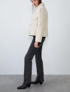 Jacke Felljacke Teddyfell Kunstpelz Fake Fur Sherling creme-weiß 34/36 XS ZARA - Bild 1 von 4