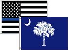 2X3 Usa Police Blue South Carolina State 2 Pack Flag Wholesale Set Combo 2'X3'