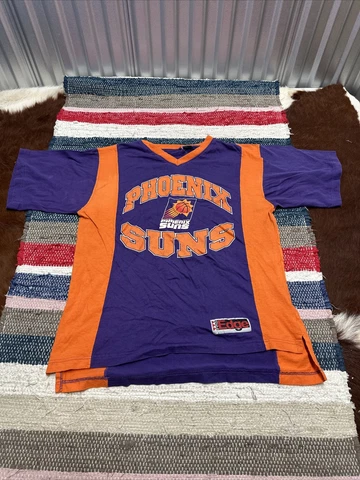 Vtg Phoenix Suns Fits Mens Med T-shirt Large NBA Basketball Purple Discoloration Cover