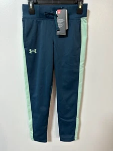 Under Armour Coldgear Girl's Size L Blue Aqua Foam Armour Fleece Pants $40 NWT - Picture 1 of 7