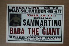 Bruno Sammartino vs BABA The Giant Wrestling Poster Madison Square Gardens 1964