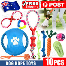 10PC Dog Toys Braided Rope Pet Puppy Chew Bite Toy Gift Tough Cotton Clean Teeth