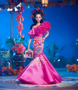 Barbie Dia De Los Muertos Doll Set Day of the Dead 2023 HJX14 Embroidered Dress - Picture 1 of 8