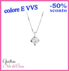 CIONDOLO PUNTO LUCE ORO BIANCO DIAMANTE NATURALE E VVS 0.40 CARATI CERTIFICATO - Bild 1 von 4