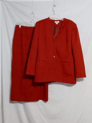 WORTHINGTON 2 Piece Long Sleeve Extra Long Skirt Suit Women's Burnt Orange Sz 14 - Image 1 of 4