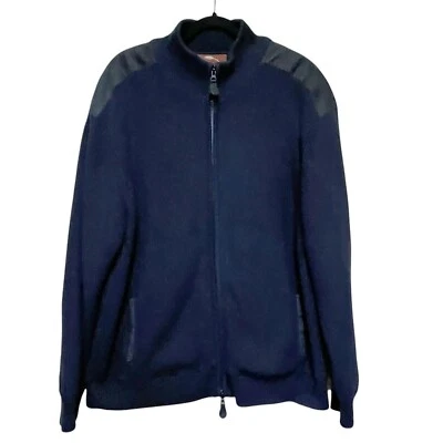 Bob Timberlake Men’s XXL Navy Blue Sweater Jacket Ribbed Full Zip Pockets - Image 1 of 4