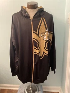 SAINTS NEW ORLEANS Football Men’s Sz 4X Black LS Full Zip Hoodie Jacket EUC - Picture 1 of 10