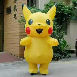 Unisex Maskottchen Pikachu aufblasbares Kostüm Cosplay Halloween lustiges Kleid - Bild 1 von 5