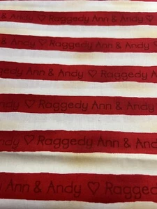 Daisy Kingdom Raggedy Ann and Raggedy Andy Wide Leg Stripe Fabric 2 Yards Cotton - Picture 1 of 7