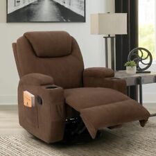 Brown Luxury Living Room Adjustable Recliner With Heating, Massage, and Swivel