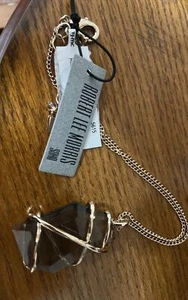 Robert Lee Morris SOHO Art Deco Necklace Gold With Brown Large Stone - Picture 1 of 5