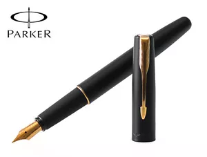 NEW PARKER FRONTIER MATTE BLACK GT FOUNTAIN PEN GOLD NIB-LOWEST SHIPPING CHARGES - Picture 1 of 1
