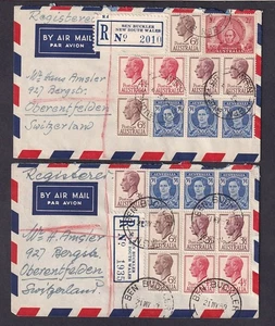 Australia NSW Ben Buckler x2 1959 reg, air mails to Switz - colourful frankings - Picture 1 of 2