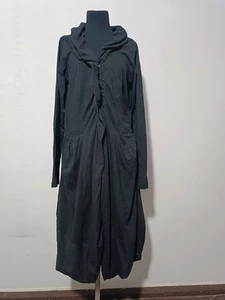 Cappotto nero in jersey di cotone Rundholz con ganci aderente taglia L-XL - Foto 1 di 14