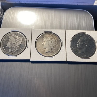 Silver Morgan 1883 S, Silver Peace 1924P, Clad 1976 P - Image 1 of 4