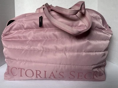VICTORIA SECRET Quilted Mauve Zipper Travel Beach Gym Duffle Tote Bag $60 NWT - Image 1 of 4
