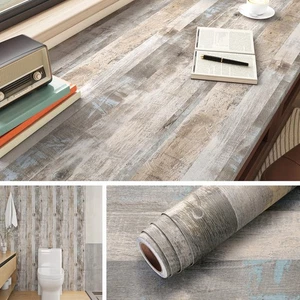 15.8x197" Distressed Wood Grain Contact Paper Waterproof Wall Paper Kitchen C... - Picture 1 of 8