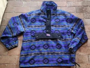 Vintage CB Sports Southwestern Aztec Fleece Pullover Unisex Size XL Purple Blue - Picture 1 of 11