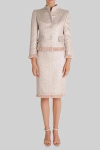 CARLA ZAMPATTI-AU 10-CHANNEL YOUR INNER COCO TWEED BOUCLE PINK JACKET DRESS SET - Picture 1 of 14