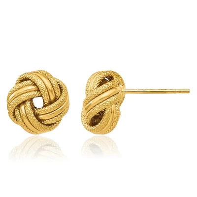14K Solid Yellow Gold Love Knot Stud Earrings - Image 1 of 4